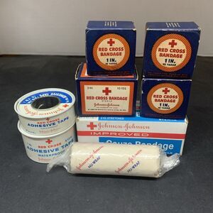 Lot of Vintage Antique Johnson & Johnson First Aid Supplies